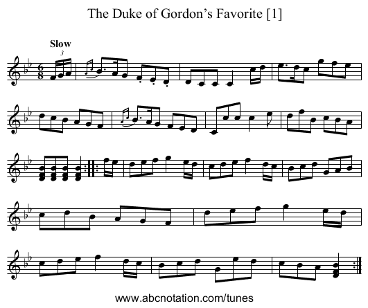 Duke of Gordon’s Favorite [1], The - staff notation