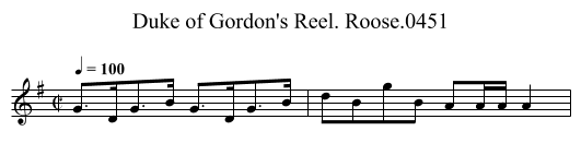 Duke of Gordon's Reel. Roose.0451 - staff notation
