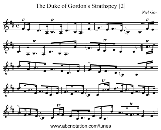 Duke of Gordon's Strathspey [2], The - staff notation