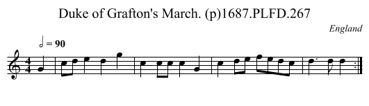 Duke of Grafton's March. (p)1687.PLFD.267 - staff notation