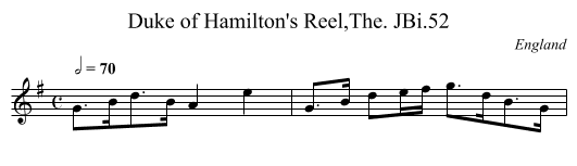 Duke of Hamilton's Reel,The. JBi.52 - staff notation