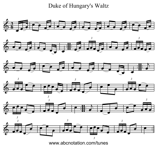 Duke of Hungary's Waltz - staff notation