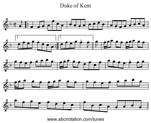 Duke of Kent - staff notation