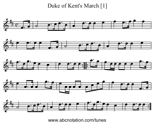 Duke of Kent's March [1] - staff notation