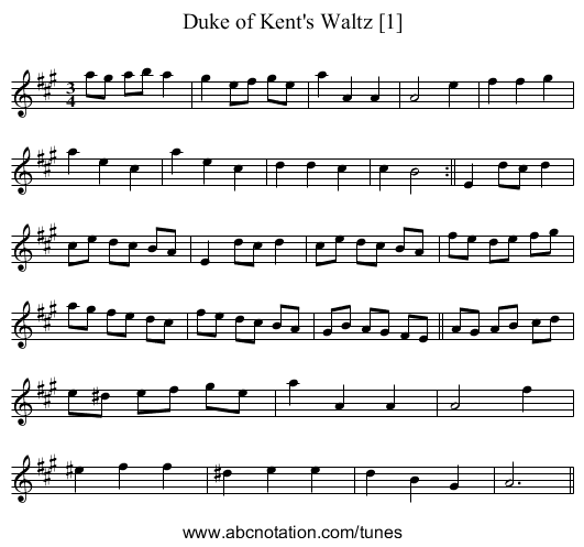 Duke of Kent's Waltz [1] - staff notation