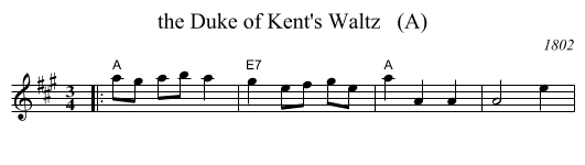 Duke of Kent's Waltz   (A), the  - staff notation