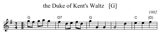 Duke of Kent's Waltz   [G], the  - staff notation