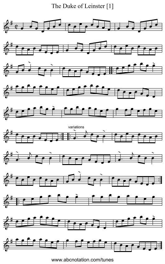 Duke of Leinster [1], The - staff notation