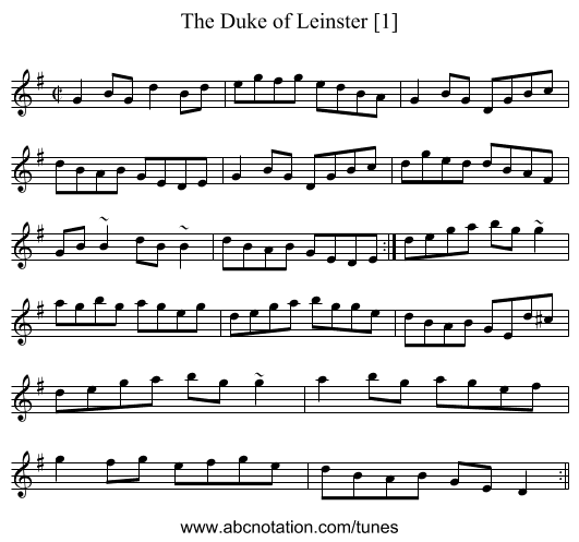 Duke of Leinster [1], The - staff notation