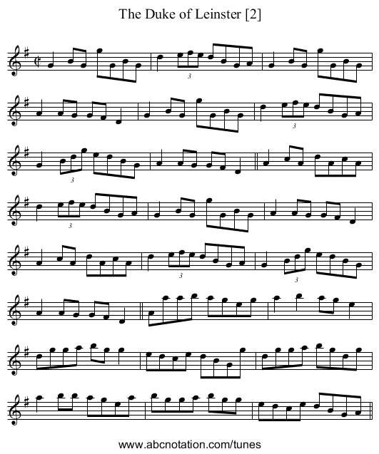 Duke of Leinster [2], The - staff notation