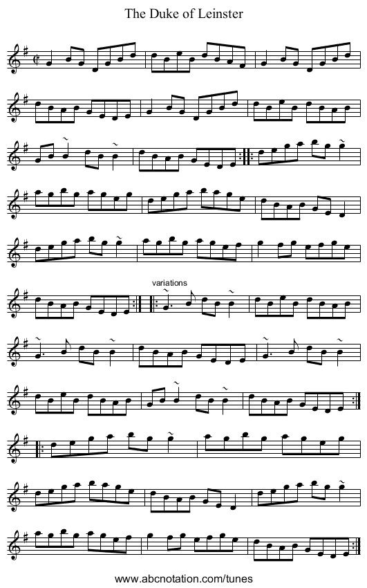 Duke of Leinster, The - staff notation