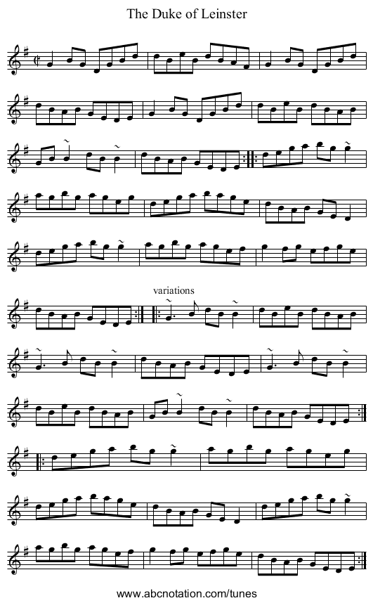 Duke of Leinster, The - staff notation