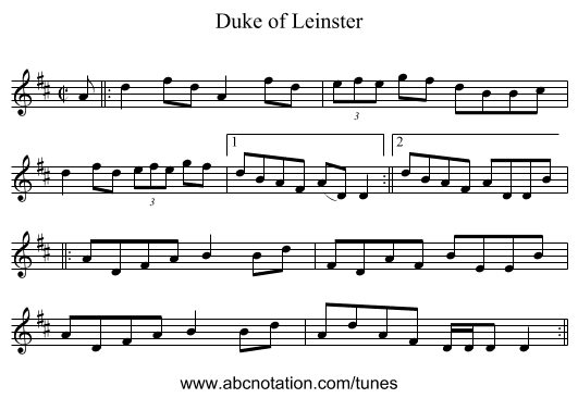 Duke of Leinster - staff notation