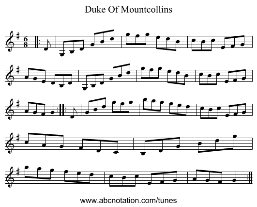 Duke Of Mountcollins - staff notation
