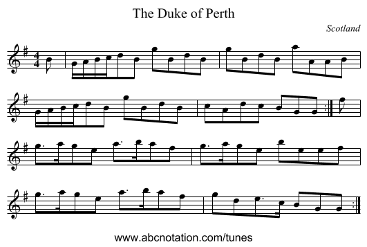 Duke of Perth, The - staff notation