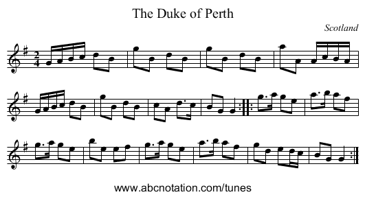 Duke of Perth, The - staff notation