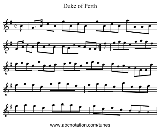 Duke of Perth - staff notation