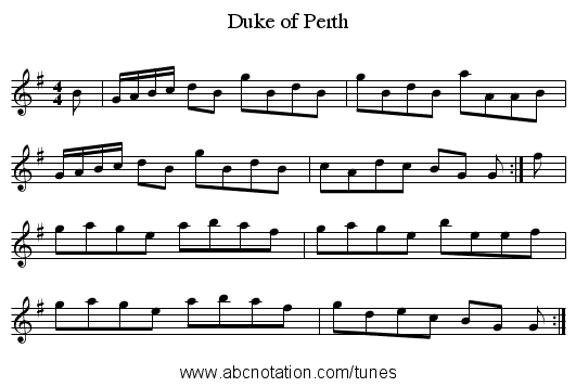 Duke of Perth - staff notation