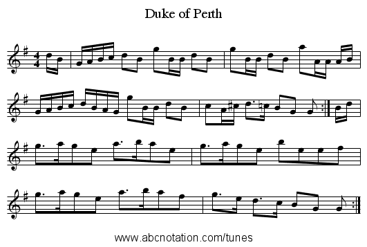 Duke of Perth - staff notation