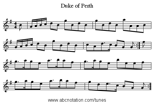 Duke of Perth - staff notation