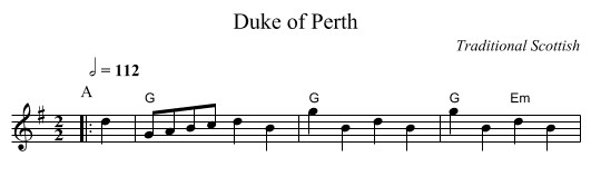 Duke of Perth - staff notation