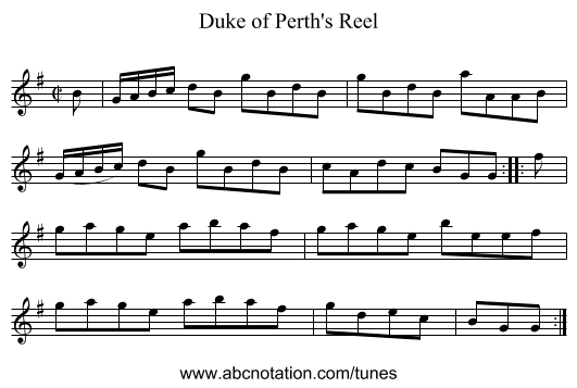 Duke of Perth's Reel - staff notation