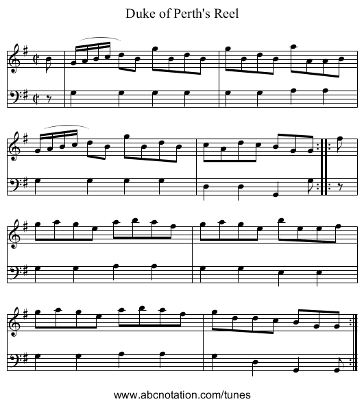 Duke of Perth's Reel - staff notation