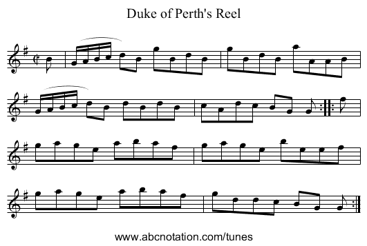 Duke of Perth's Reel - staff notation