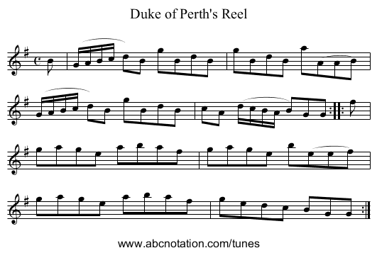 Duke of Perth's Reel - staff notation