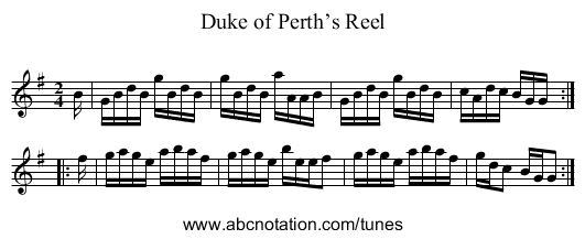 Duke of Perth’s Reel - staff notation