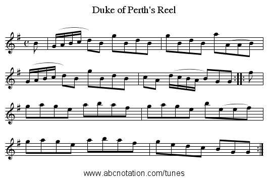 Duke of Perth's Reel - staff notation