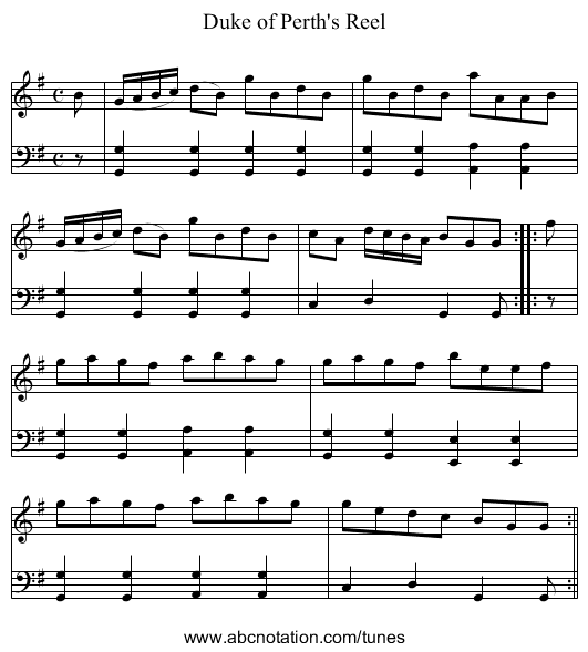 Duke of Perth's Reel - staff notation