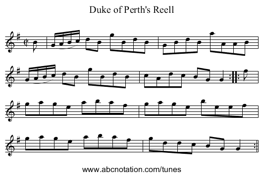 Duke of Perth's Reell - staff notation