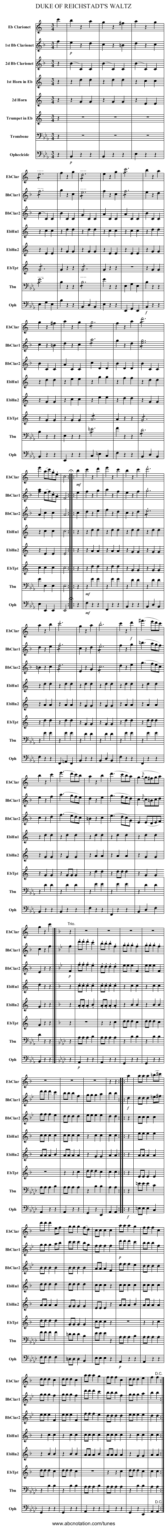 DUKE OF REICHSTADT'S WALTZ - staff notation