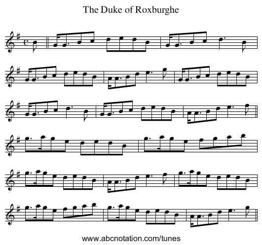Duke of Roxburghe, The - staff notation