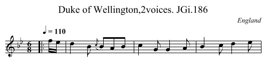 Duke of Wellington,2voices. JGi.186 - staff notation