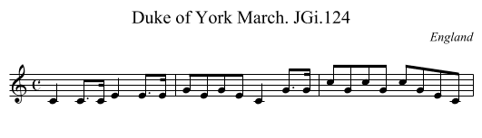 Duke of York March. JGi.124 - staff notation