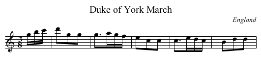 Duke of York March - staff notation