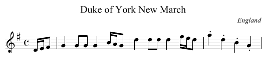 Duke of York New March - staff notation