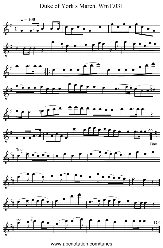 Duke of York s March. WmT.031 - staff notation