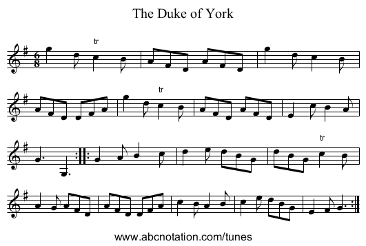 Duke of York, The - staff notation