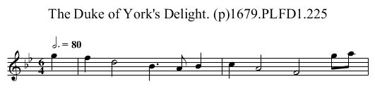 Duke of York's Delight. (p)1679.PLFD1.225, The - staff notation