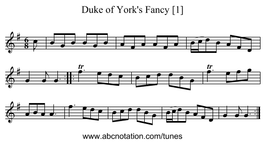 Duke of York's Fancy [1] - staff notation