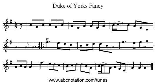 Duke of Yorks Fancy - staff notation