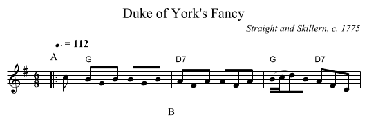 Duke of York's Fancy - staff notation