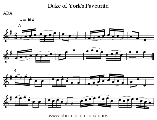 Duke of York's Favourite. - staff notation
