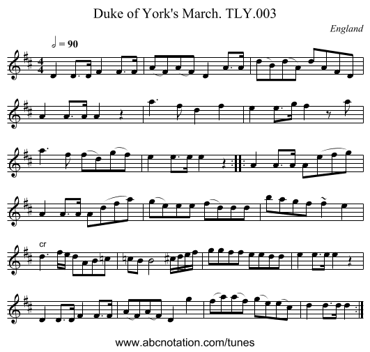 Duke of York's March. TLY.003 - staff notation