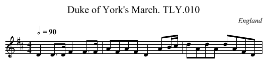 Duke of York's March. TLY.010 - staff notation