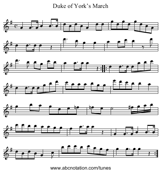 Duke of York’s March - staff notation