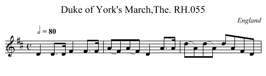 Duke of York's March,The. RH.055 - staff notation